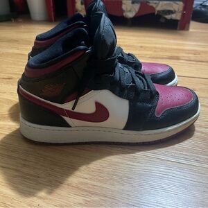 Jordan Kids Black Red White Mid-Top Sneakers